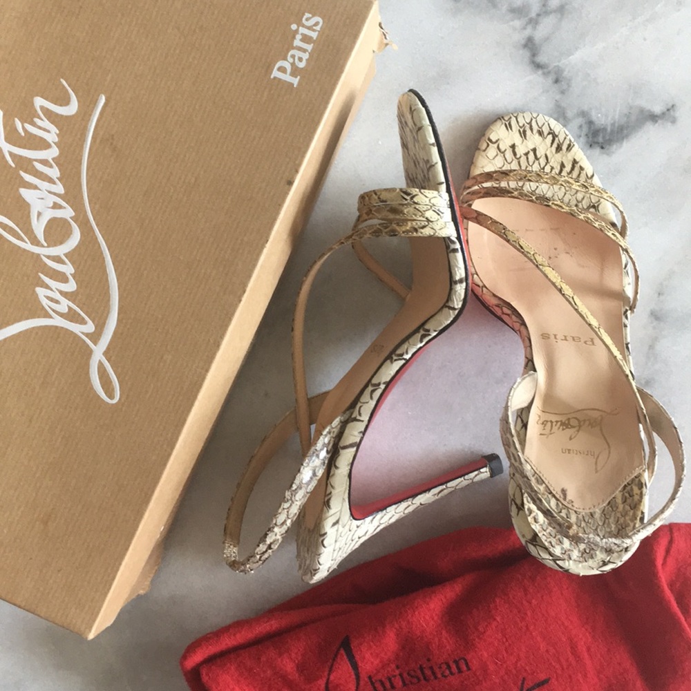 Christian Louboutin strappy python high heels 37